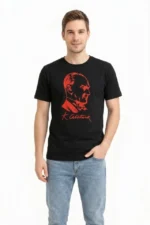 Erkek Atatürk Baskılı Tişört Kısa Kollu Bisiklet Yaka T-Shirt - Siyah - Görsel 3