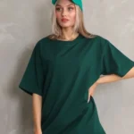 Regular Fit Tişört Bisiklet Yaka Yazlık Kısa Kol Basıc T-Shirt - Yeşil