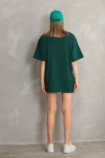 Regular Fit Tişört Bisiklet Yaka Yazlık Kısa Kol Basıc T-Shirt - Yeşil - Görsel 4