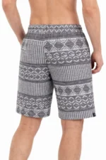 Erkek Etnik Desenli Dokuma Şort Lastikli Bel Bağcıklı Cepli Yazlık - Gri - Görsel 3