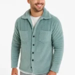 Erkek Pelüş Polar Hırka Gömlek Yakalı İlik Düğmeli Göğüs Cepli Yumuşak - Bebe Mavisi