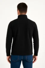 Ön Polar Kazak Dik Yaka - Siyah - Görsel 2