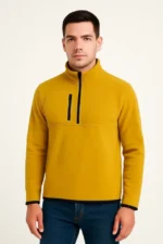 Arka Polar Kazak Dik Yaka - Sarı - Görsel 2