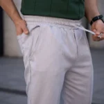 Erkek Keten Cepli Çıma Dikişli Jogger Buggy Pantalon Rahat Kalıp - Gri