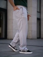 Erkek Keten Cepli Çıma Dikişli Jogger Buggy Pantalon Rahat Kalıp - Gri - Görsel 2