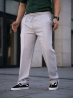 Erkek Keten Cepli Çıma Dikişli Jogger Buggy Pantalon Rahat Kalıp - Gri - Görsel 4