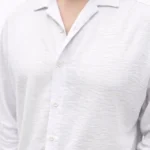 Erkek Aerobin Kumaş Oversize 4 Mevsim Uzun Kollu Rahat Kalıp Gömlek - Beyaz