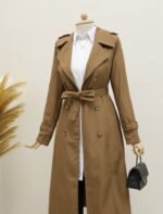 Astarlı Kemerli Trenckot -Taba