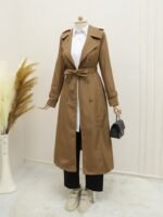 Astarlı Kemerli Trenckot -Taba - Görsel 2