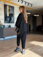 Kadın Uzun Kollu Bisiklet Yaka Viskon Iki Iplik Bluz Ve Pantolon Ikili Takım - Görsel 2