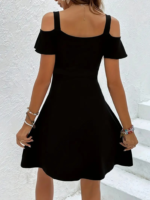 Kadın Askılı Derin V Yakalı Viskon Elbise - Görsel 2