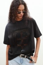 Melasti Motifli Brodeli Tişört 8019-8 - Görsel 4