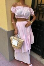 Büzgülü Crop Kat Detaylı Fırfır Etekli Takım 10196 - Görsel 6