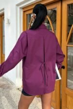 Süzine Cepli Arkası Yırtmaçlı Oversize Gömlek 3420 - Görsel 4