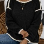 Kadın Uzun Kollu Kayık Yaka Triko Bluz