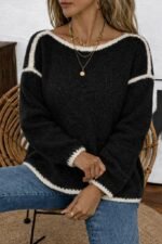 Kadın Uzun Kollu Kayık Yaka Triko Bluz