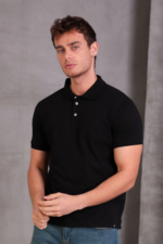 Erkek Slim Fit Pamuklu Yumuşak Doku Nefes Alan Kumaş Yakalı Tişört - Görsel 5