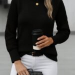 Kadın Uzun Kollu Bisiklet Yaka Triko Bluz