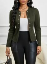 Kadın Uzun Kollu önü Açık Düğmeli Kısa Süet Ceket - Görsel 2