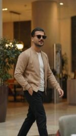 Erkek Scuba Süet Kumaş Bomber Hırka - Görsel 3