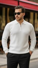 Erkek Selanik örme Yakalı Uzun Kollu Triko - Görsel 3