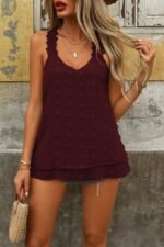 Kadın Dantel Askılı V Yakalı Sırtı çapraz Detaylı Ponpon Bluz - Görsel 2