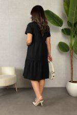 Kadın Kısa Kollu V Yakalı Viskon Elbise - Görsel 3