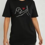 Kadın Kısa Kollu Bisiklet Yaka Köpek Baskılı Viskon Bluz