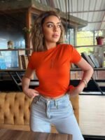 Kadın Kısa Kollu Tek Omuzu Açık Büzgülü Viskon Bluz - Görsel 2