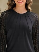 Kadın Uzun Kollu Yarı Balıkçı Yaka önü Nervürlü Viskon Iki Iplik Bluz - Görsel 3