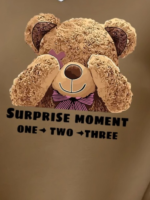 Kadın Uzun Kollu Bisiklet Yaka Ayıcık Desenli Viskon Iki Iplik Bluz - Görsel 3