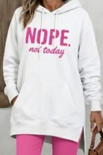 Kadın Uzun Kollu Kapşonlu Bağcıklı Viskon Iki Iplik Sweat - Görsel 3