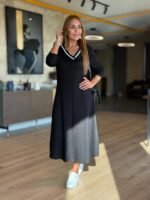 Kadın Uzun Kollu V Yakalı Midi çağla Yeşili Modal Elbise - Görsel 5