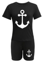 Kadın Kısa Kollu çapa Baskılı Viskon Ikili Takım - Görsel 4