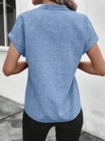 Kadın Kısa Kollu Hakim Yaka Sofya Bluz - Görsel 3