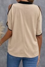 Kadın Kısa Kollu V Yakalı Ithal Krep Bluz - Görsel 3