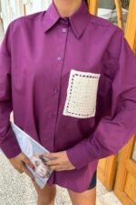 Süzine Cepli Arkası Yırtmaçlı Oversize Gömlek 3420 - Görsel 9