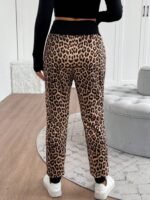 Kadın Yüksek Bel Bağcıklı Desenli Iki Iplik Pantolon - Görsel 7