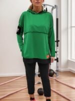 Kadın Yeşil Kapşonlu Etek Ucu Detay Arma Ters Dikiş Gorunumlu Ikili Takım - Görsel 10