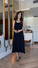 Kadın Askılı Yuvarlak Yakalı Viskon Elbise - Görsel 5