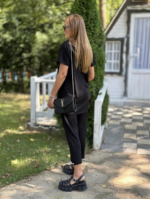 Kadın Kısa Kollu V Yakalı Iki Iplik Bluz Ve Pantolon Ikili Takım - Görsel 5