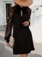 Kadın Uzun Kollu Damla Detaylı Sandy Mini Elbise - Görsel 6