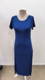 Kadın Kısa Kollu Sırt Dekolteli Yırtmaç Detaylı Viskon Elbise - Görsel 4