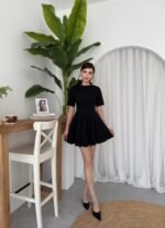 Crem Pliseli Elbise - Görsel 4