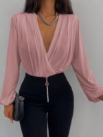 Kadın Uzun Kollu Kruvaze Yaka Sandy Bluz