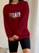 Kadın Uzun Kollu Bisiklet Yaka Desenli Viskon Iki Iplik Bluz - Görsel 2