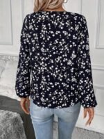 Kadın Uzun Kollu V Yakalı çiçek Desenli Modal Bluz - Görsel 3