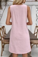 Kadın Askılı Yuvarlak Yakalı çiçek Desenli Kısa Elbise - Görsel 3