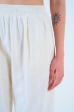 Beli Lastikli Palazo Pantolon - Taş - Görsel 4