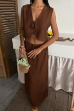 Yelek Önden Bağlamalı Uzun Etekli Takım 10192 - Görsel 9